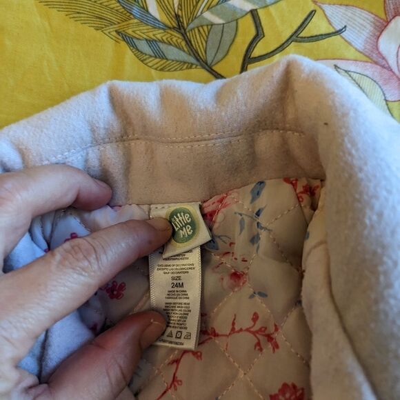 Little me pink pea coat with bow on back sz 24 months euc - Picture 4 of 5